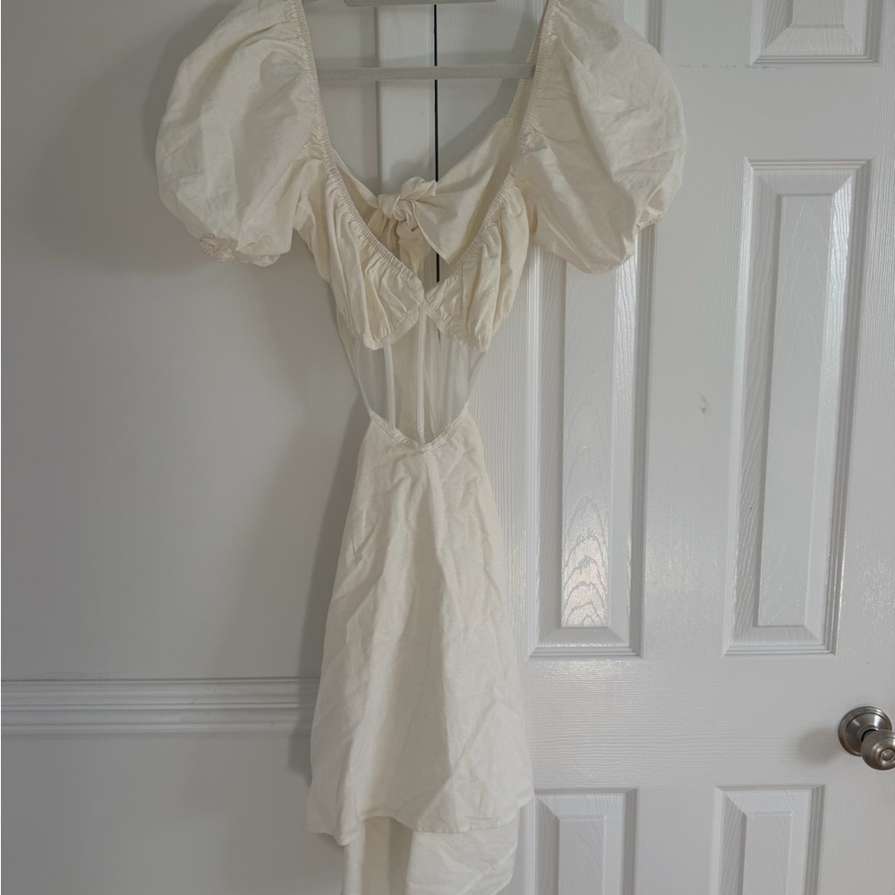 NWT SABO Australia Teneille Corset Dress White Mini Cut Out Tie Back Bride - Picture 4 of 10